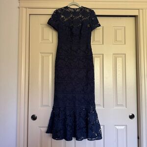 ML Monique Lhullier Navy Lace Dress